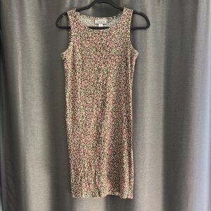 Maternity Pink & Green Floral Midi Tank Dress